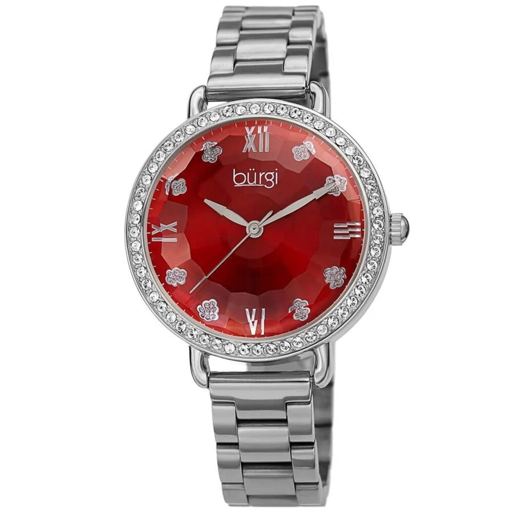 Burgi Quartz Red Dial Stainless Steel Ladies Watch BUR269SSRD - Red